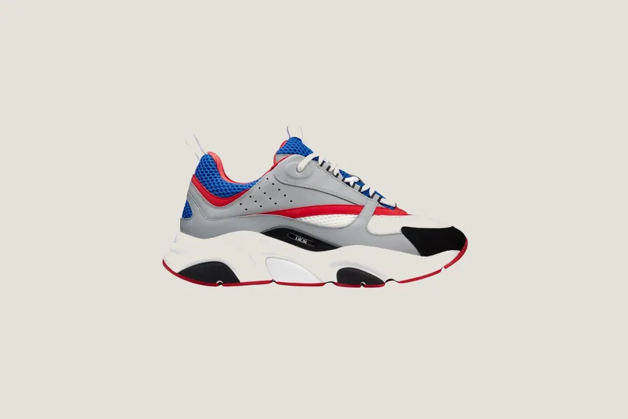 Sneaker B22 - Blanc Bleu Gris Rouge