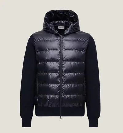 Cardigan zippé matelassé en laine
