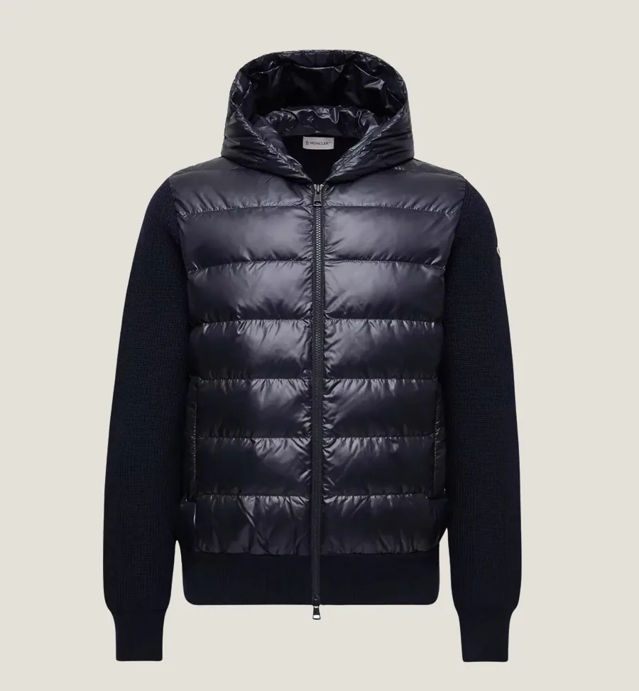 Cardigan zippé matelassé en laine