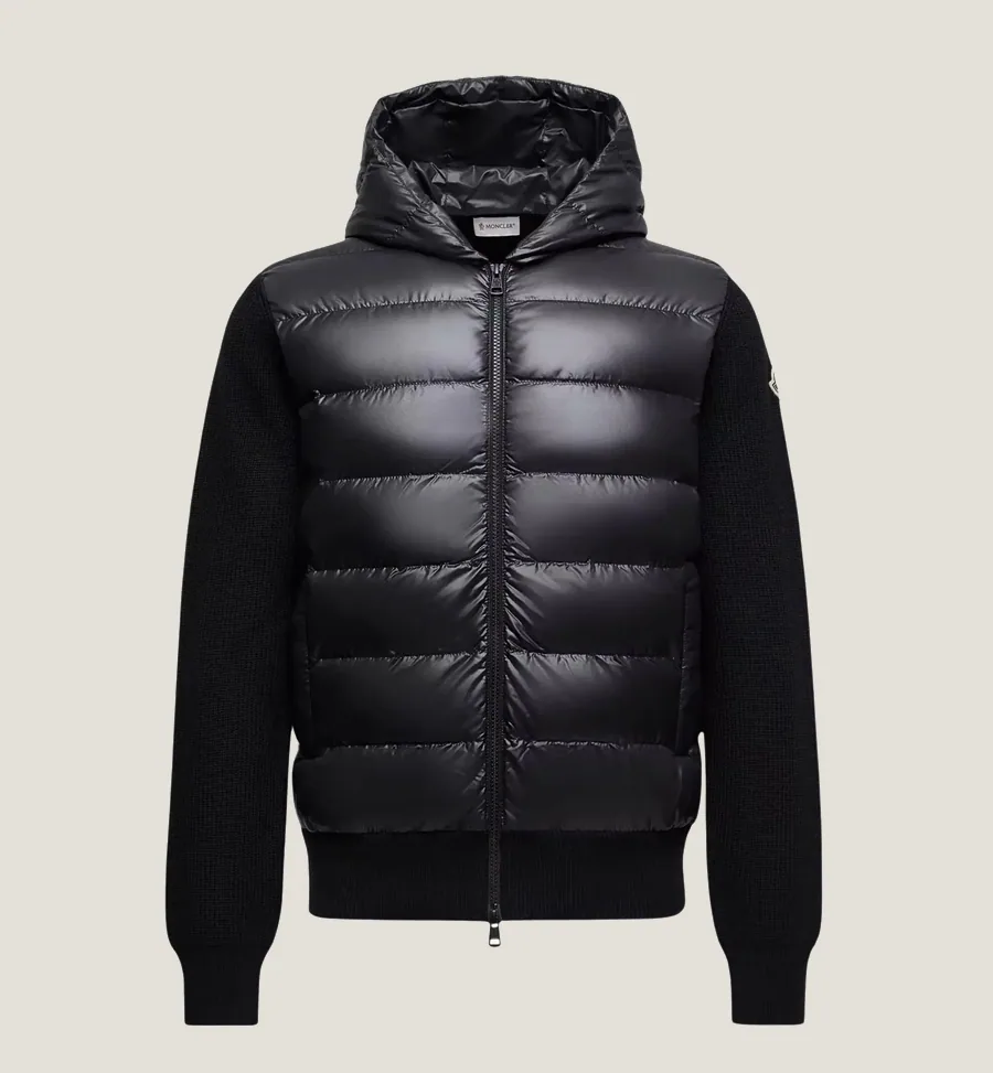 Cardigan zippé matelassé en laine
