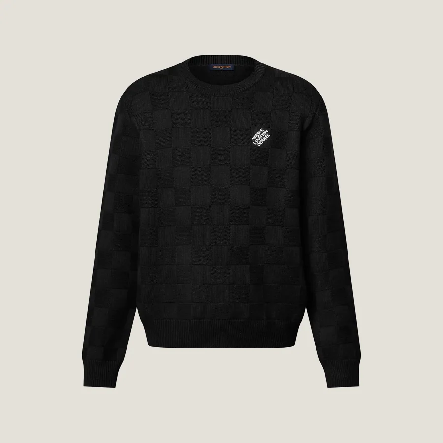 Pull Damier ornementé en laine