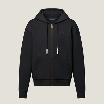 Sweat à capuche zippé brodé en jersey