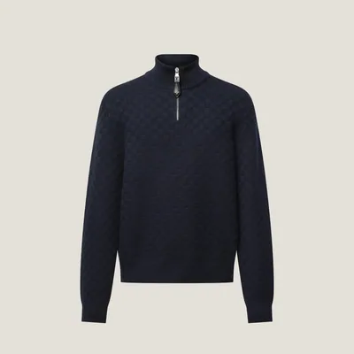 Pull demi-zippé en laine et cachemire
