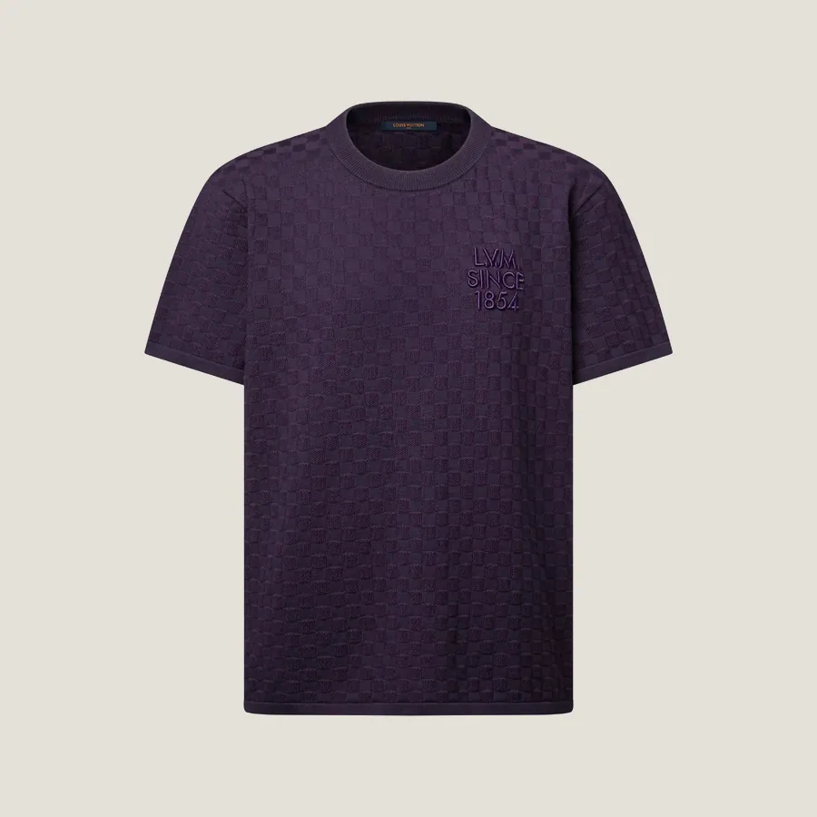 Tee-shirt en maille jacquard Damier